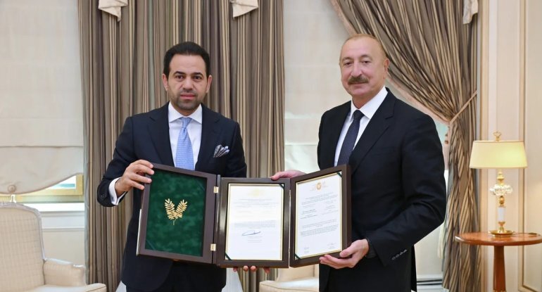 İlham Əliyevə "Zayed İnsan Qardaşlığı Mükafatı"nın sertifikatı təqdim olundu